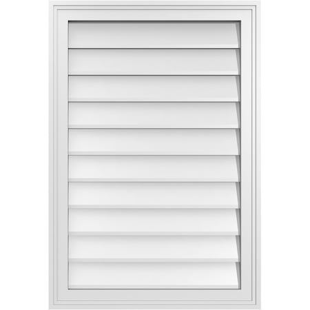 Ekena Millwork Vertical Surface Mount PVC Gable Vnt: Non-Functional, w/2"W x 1-1/2"H, Brickmould Frame, 22"W x 32"H GVPVE22X3202SN